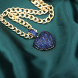 Cuban Chain Choker Necklace with Zircon Heart Pendant
