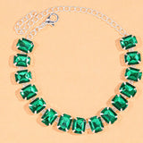 Plated Green Square Women Anklet Beach Party Jewelry
