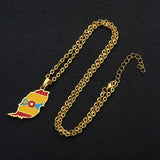 Grenada Map Pendant Necklace National Flag Necklace Unisex Hip Hop Jewelry