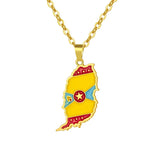 Grenada Map Pendant Necklace National Flag Necklace Unisex Hip Hop Jewelry