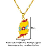 Grenada Map Pendant Necklace National Flag Necklace Unisex Hip Hop Jewelry