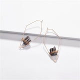 Copper Wire Hoop Earrings with Quartz Stone