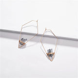 Copper Wire Hoop Earrings with Quartz Stone