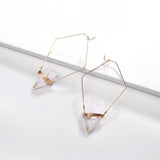 Copper Wire Hoop Earrings with Quartz Stone