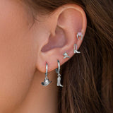 Silver Hat Boot Hoop Earrings Stainless Steel Piercing
