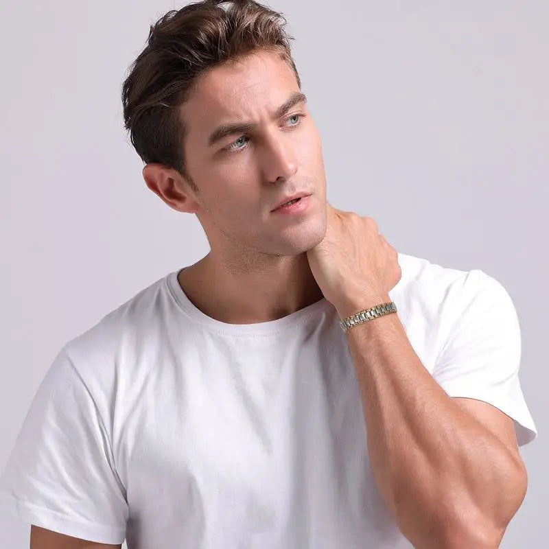 Silver Stainless Steel Magnet Bracelet for Men Gift