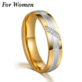 Gold-color Titanium Steel Engagement Ring for Women