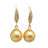 Golden Shell Pearl Dangle Earrings 14K Mother's Classic Thanksgiving Gift