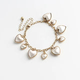 Golden Sparkling Charm Bracelets Heart Beads Vintage Bangles