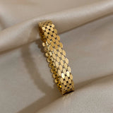 Golden Stainless Steel Bangle Charm Thick Cuff Bracelet
