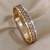 Golden Stainless Steel Bangle Charm Thick Cuff Bracelet