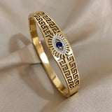 Golden Stainless Steel Bangle Charm Thick Cuff Bracelet