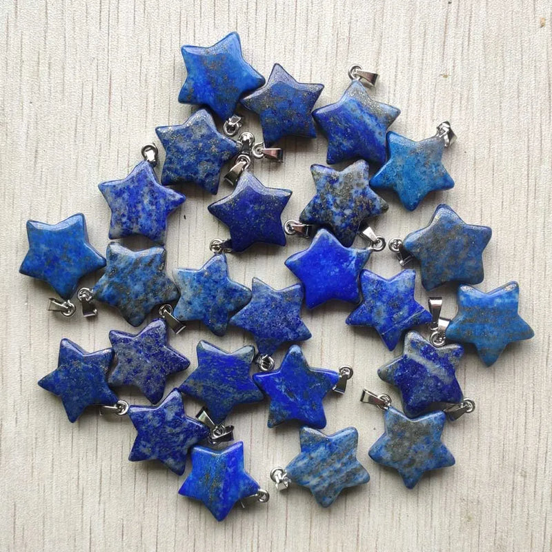 30pcs Natural Lapis Lazuli Star Shape Pendants for Jewelry Making