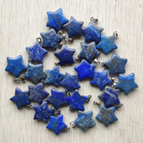 30pcs Natural Lapis Lazuli Star Shape Pendants for Jewelry Making