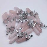 Rose Crystal Quartz Hexagon Healing Pendant for Jewelry Making