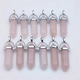 Rose Crystal Quartz Hexagon Healing Pendant for Jewelry Making