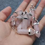 Rose Crystal Quartz Hexagon Healing Pendant for Jewelry Making