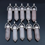 Rose Crystal Quartz Hexagon Healing Pendant for Jewelry Making