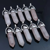 Rose Crystal Quartz Hexagon Healing Pendant for Jewelry Making