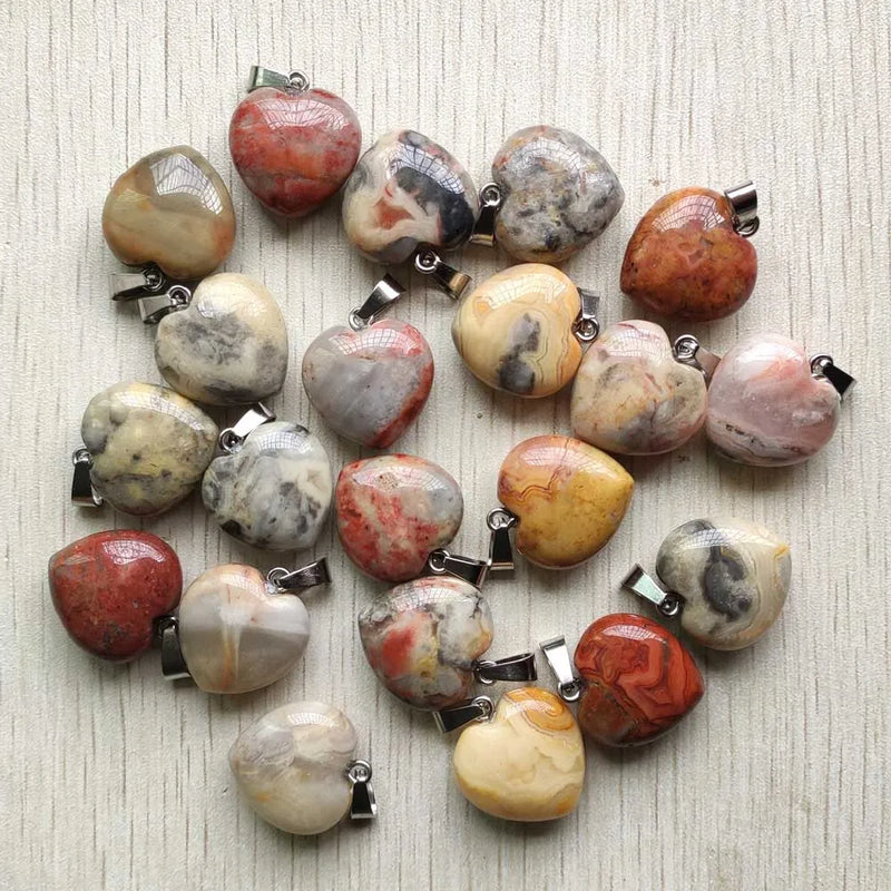 20mm Crazy Agate Heart Charms Pendants for Jewelry Making 25pcs/lot