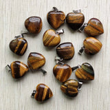 Natural Tiger Eye Stone Thick Heart Pendants 20mm 25pcs/lot