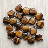 Natural Tiger Eye Stone Thick Heart Pendants 20mm 25pcs/lot