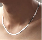 Silver Herringbone Chain Necklace 4mm Wide