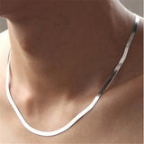 Silver Herringbone Chain Necklace 4mm Wide