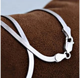Silver Herringbone Chain Necklace 4mm Wide