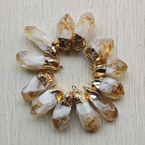 Natural Yellow Crystal Irregular Pendants DIY Jewelry Accessories 12pcs/lot