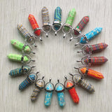 Synthetic Turquoise Pillar Pendants for Jewelry Making 24pcs/lot