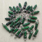 Natural Epidote Zoisite Crystal Pillar Pendants 24pcs/lot