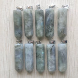 Labradorite Stone Pillar Point Pendant for Jewelry Making 10pcs