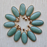 Green Aventurine Oval Pendants 12pcs/Lot