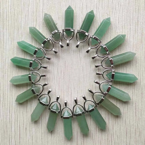 Green Aventurine Point Pillar Pendants for Jewelry Making 24pcs/lot