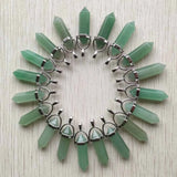 Green Aventurine Point Pillar Pendants for Jewelry Making 24pcs/lot