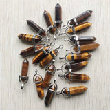 Natural Tiger Eye Stone Point Crystal Pillar Pendants for Jewelry Making