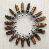 Natural Tiger Eye Stone Point Crystal Pillar Pendants for Jewelry Making