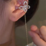 Gothic Rhinestone Butterfly Ear Cuff Chain Pendant