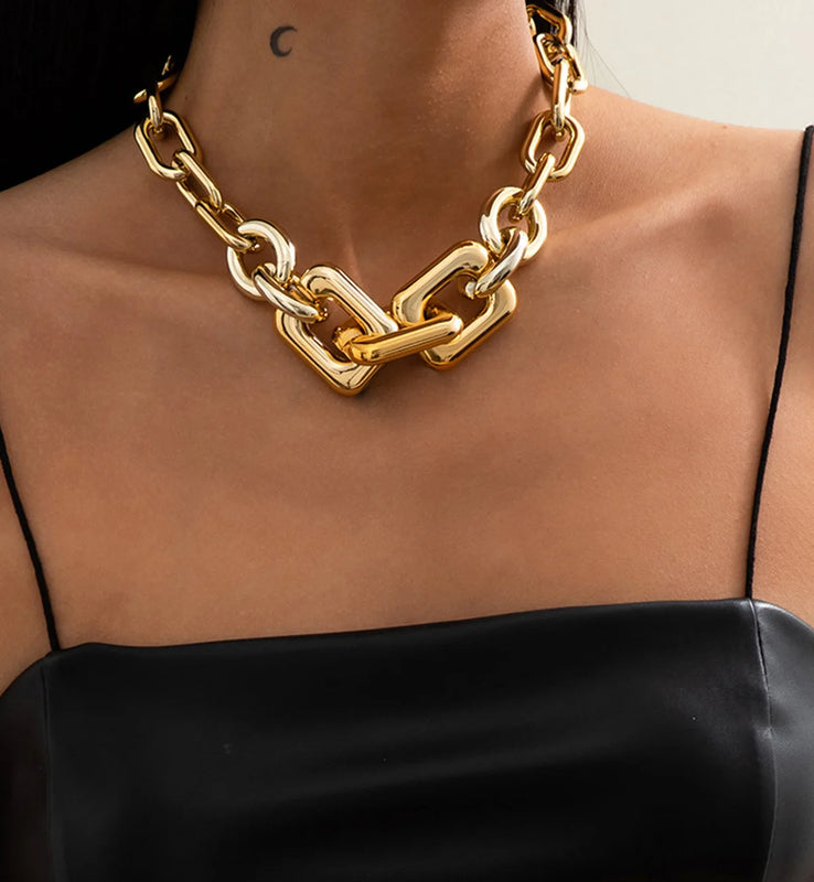 Gothic Thick Chain Choker Necklace Punk Chunky CCB Chain Hip Hop Rock Collar