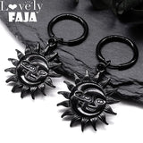 Gothic Sun & Moon Dangle Earrings Stainless Steel Drop Earring