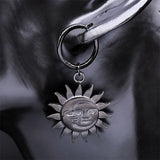 Gothic Sun & Moon Dangle Earrings Stainless Steel Drop Earring