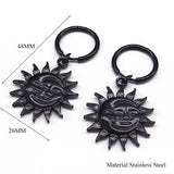 Gothic Sun & Moon Dangle Earrings Stainless Steel Drop Earring