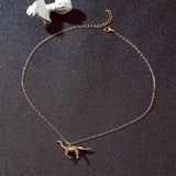 Gothic Vintage Dinosaur Pendant Necklace Punk Long Chain Jewelry