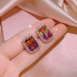 Zircon Crystal Wedding Jewelry Set Rose Square Stone African Jewelry Set