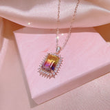 Zircon Crystal Wedding Jewelry Set Rose Square Stone African Jewelry Set
