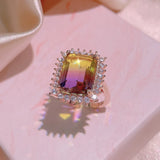 Zircon Crystal Wedding Jewelry Set Rose Square Stone African Jewelry Set