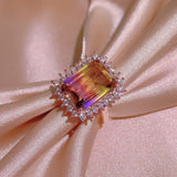 Zircon Crystal Wedding Jewelry Set Rose Square Stone African Jewelry Set