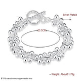 925 Silver Beaded Charm Bracelet for Women