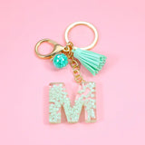 Green Letter A-Z Acrylic Bead Keychain Women Jewelry